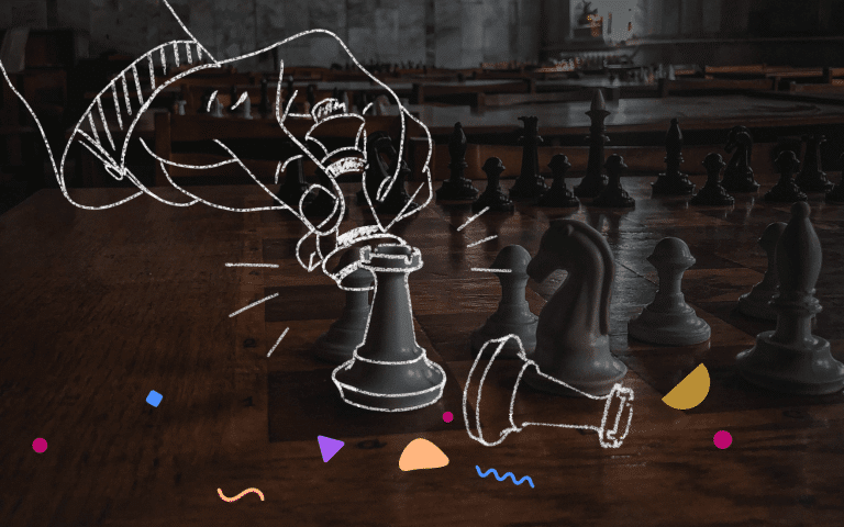 Hero header with chess pieces.