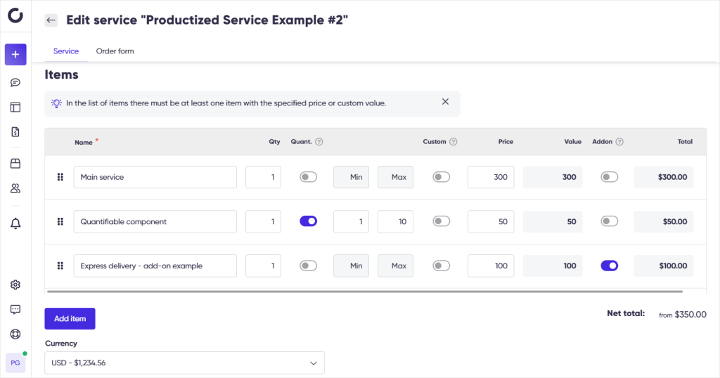 Creating new service example.