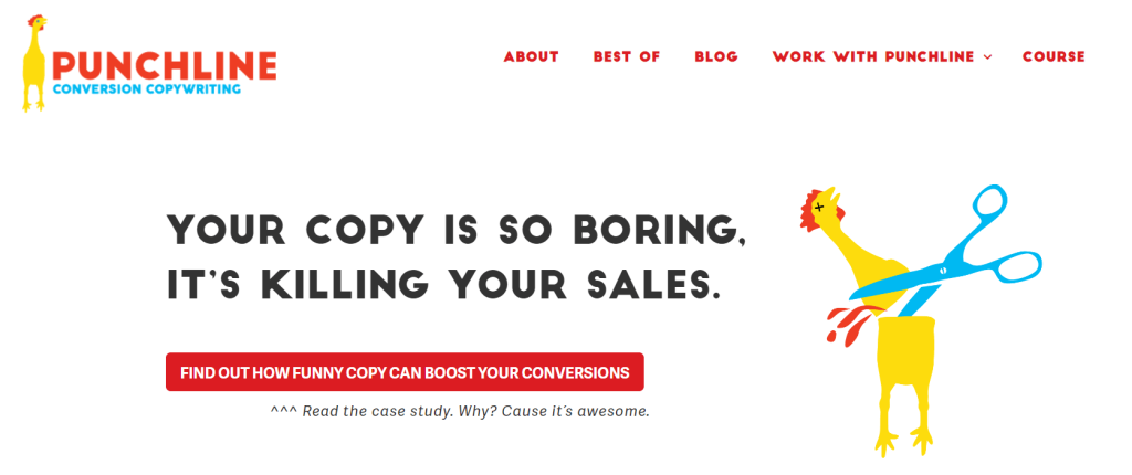 productized service examples in copywriting: Punchline copy