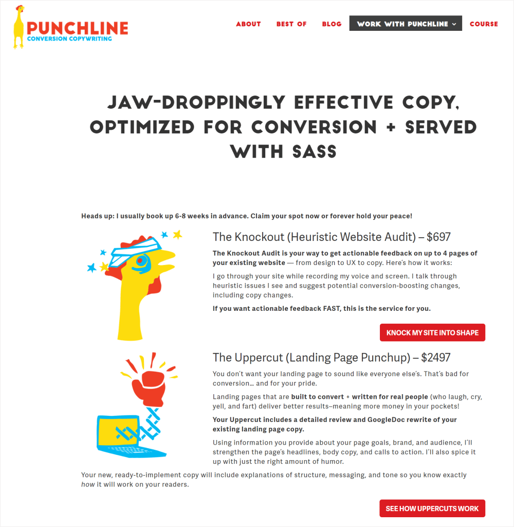 Punchline's copywriting services