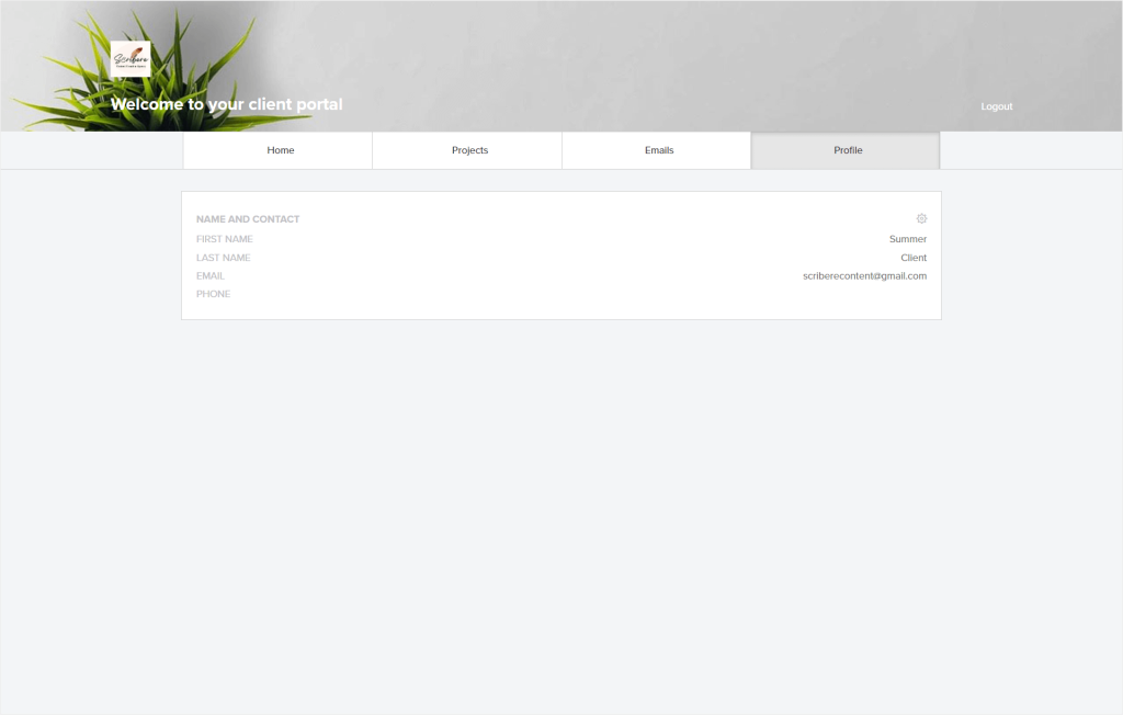 Client profile tab in Dubsado's client portal