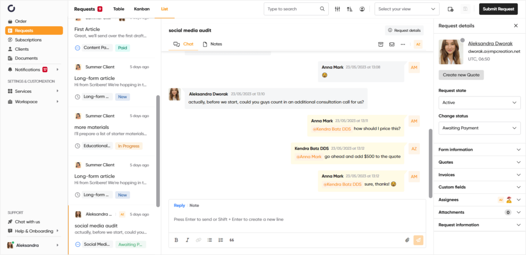 Real-time chat as one of the essential client portal features