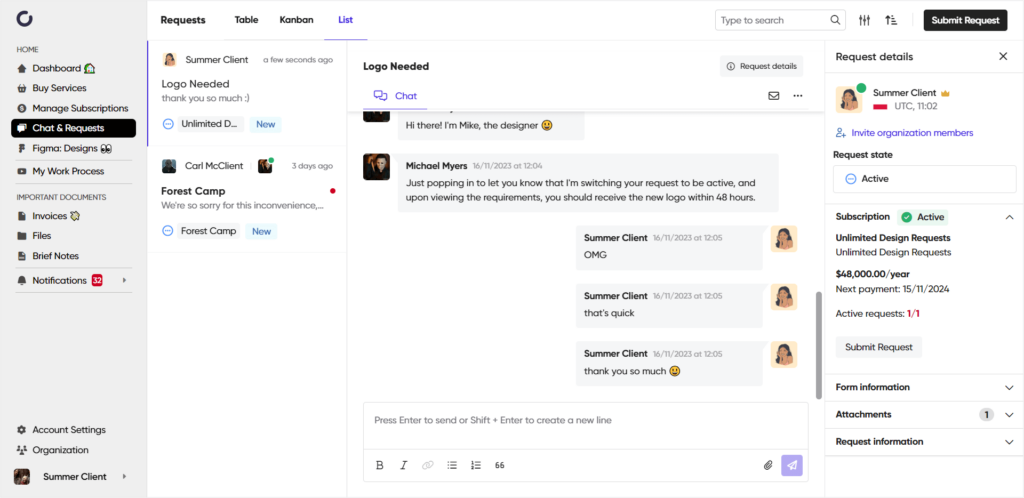 Zendo's real-time chat for internal communication
