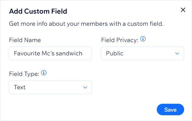 Adding a custom field in Wix client portal