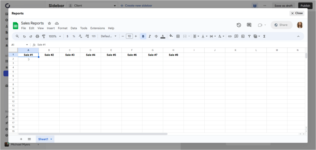 Previewing embedded Google Sheets file in Zendo