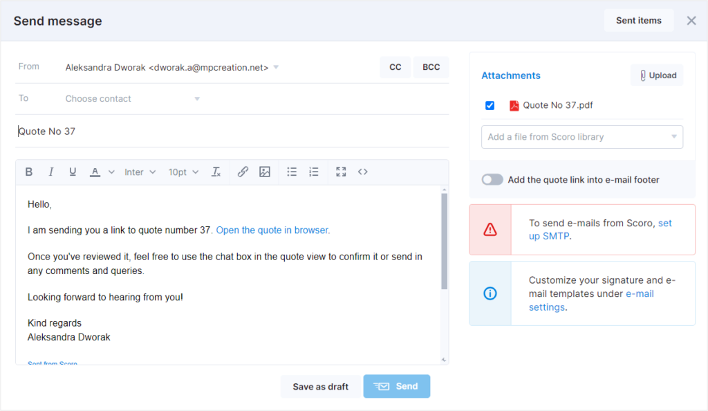 Scoro review: testing client communication and email templates